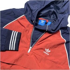 Adidas RARE Small BJ8156 Hooded Y2K Wind Breaker Mystery Red Blue Woman Pullover